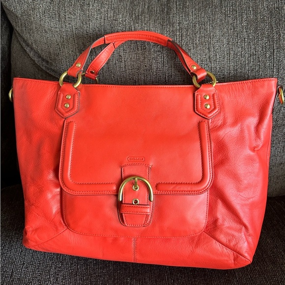 Coach Handbag Campbell Belle Red Satchel Carryall Tote Bag - Picture 1 of 10
